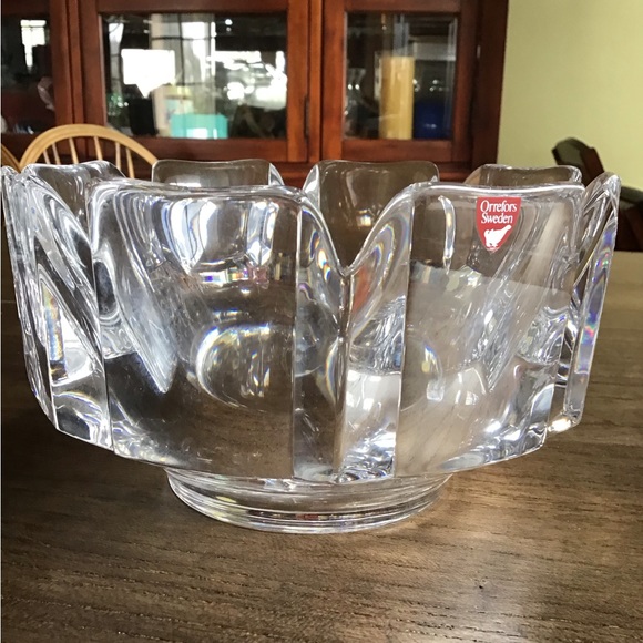 Vintage Orrefors Sweden Corona Crystal Bowl by Lars Hellsten - Picture 2 of 7